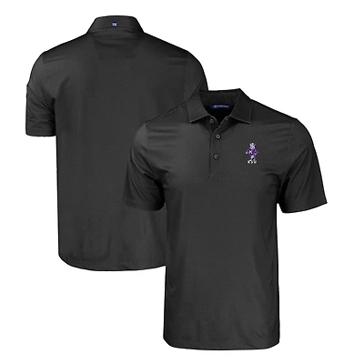Polo extensible recyclé à imprimé géométrique ton sur pour homme, couleur noire, Cutter & Buck, Kansas State Wildcats, taille grande et taille, Pike Eco
