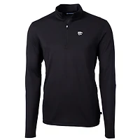 Pull-over à col zippé Cutter & Buck Black Kansas State Wildcats pour homme, grandes tailles, en piqué écologique recyclé Virtue.