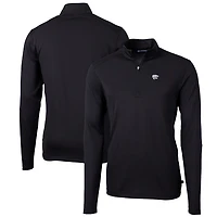 Pull-over à col zippé Cutter & Buck Black Kansas State Wildcats pour homme, grandes tailles, en piqué écologique recyclé Virtue.