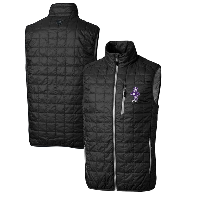 Gilet matelassé isolant entièrement zippé Rainier PrimaLoft pour homme, coupe-vent et buck, Kansas State Wildcats, noir, taille grande
