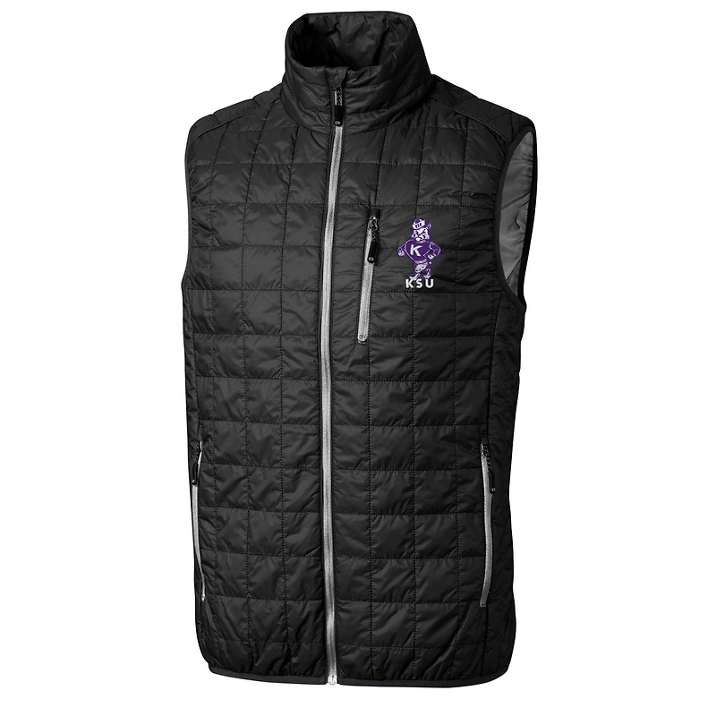 Gilet matelassé isolant entièrement zippé Rainier PrimaLoft pour homme, coupe-vent et buck, Kansas State Wildcats, noir, taille grande