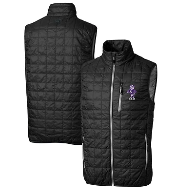 Gilet matelassé isolant entièrement zippé Rainier PrimaLoft pour homme, coupe-vent et buck, Kansas State Wildcats, noir, taille grande