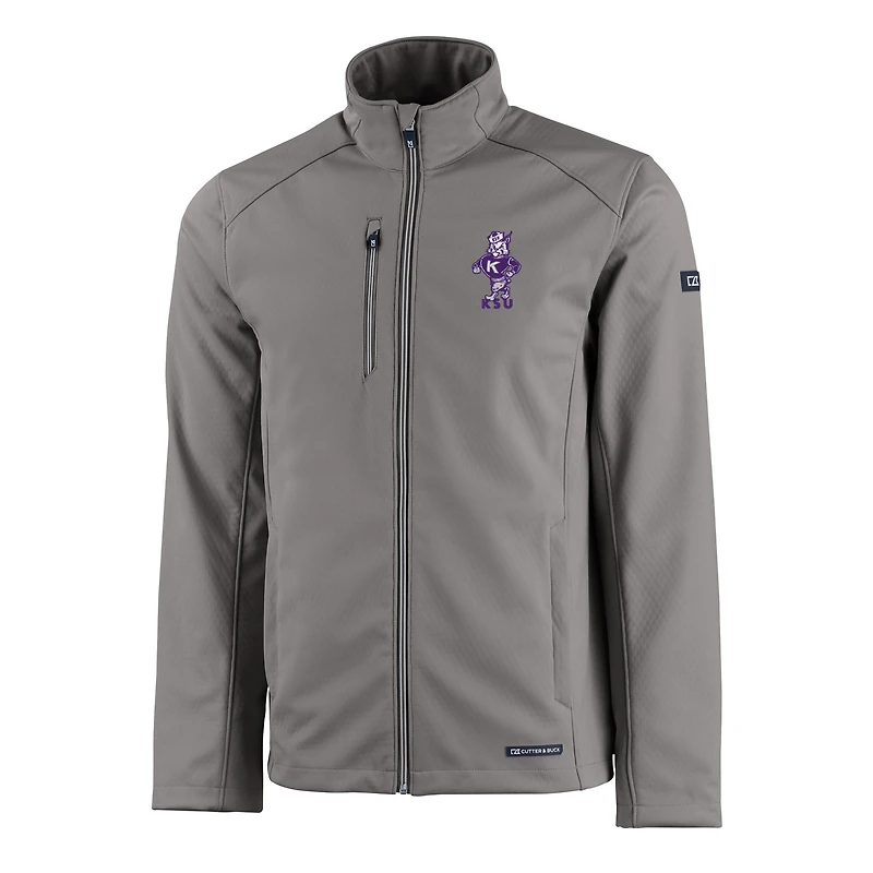 Veste zippée intégrale en softshell recyclée Vault Evoke Eco pour homme, grise, des Kansas State Wildcats.
