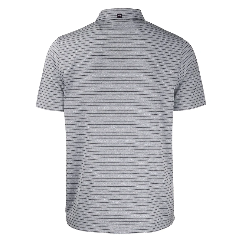 Men's Cutter & Buck Heather Black Kansas State Wildcats Big Tall Forge Eco Stripe Stretch Recycled Polo