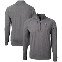 Men's Cutter & Buck Heather Kansas State Wildcats Vault Adapt Eco Knit Heathered Recycled Raglan Quarter-Zip Top