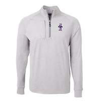 Men's Cutter & Buck Heather Gray Kansas State Wildcats Big Tall Adapt Eco Knit Quarter-Zip Top