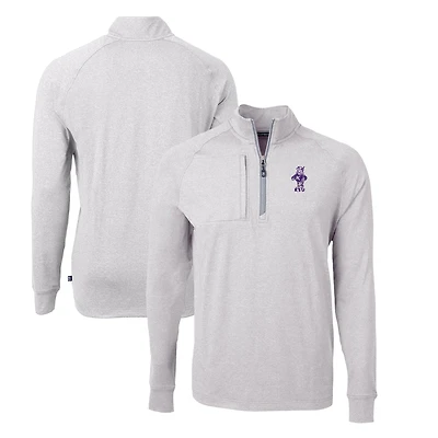Men's Cutter & Buck Heather Gray Kansas State Wildcats Big Tall Adapt Eco Knit Quarter-Zip Top
