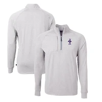 Men's Cutter & Buck Heather Gray Kansas State Wildcats Big Tall Adapt Eco Knit Quarter-Zip Top