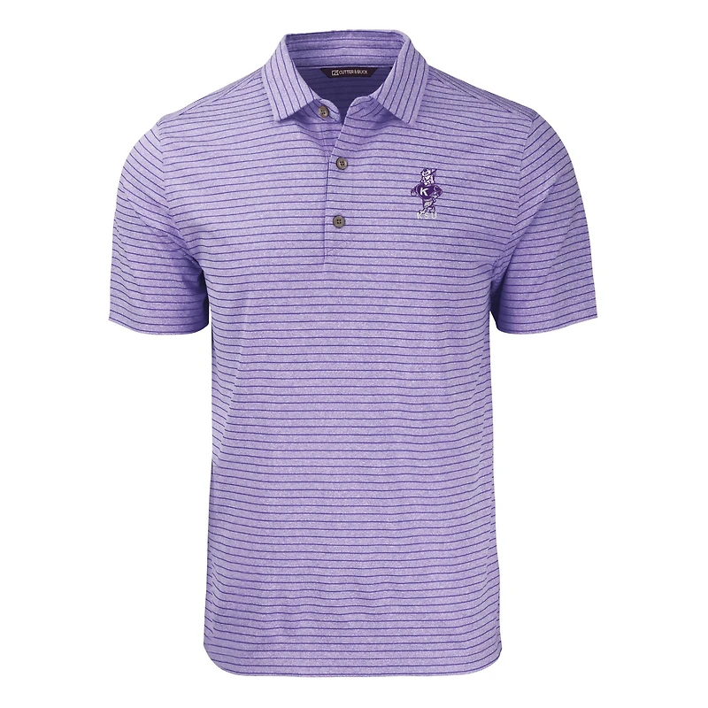 Men's Cutter & Buck Heather Purple Kansas State Wildcats Vault Forge Eco Heathered Stripe Stretch Recycled Polo