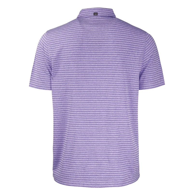 Polo Cutter & Buck pour homme, violet chiné, Kansas State Wildcats, Vault Forge Eco, rayé, extensible et recyclé