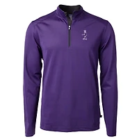 Men's Cutter & Buck  Purple/Black Kansas State Wildcats Vault DryTec Virtue Eco Pique Micro Stripe Recycled Quarter-Zip Pullover
