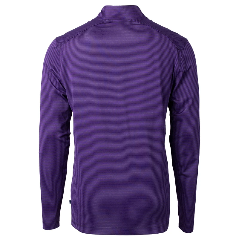 Men's Cutter & Buck  Purple/Black Kansas State Wildcats Vault DryTec Virtue Eco Pique Micro Stripe Recycled Quarter-Zip Pullover