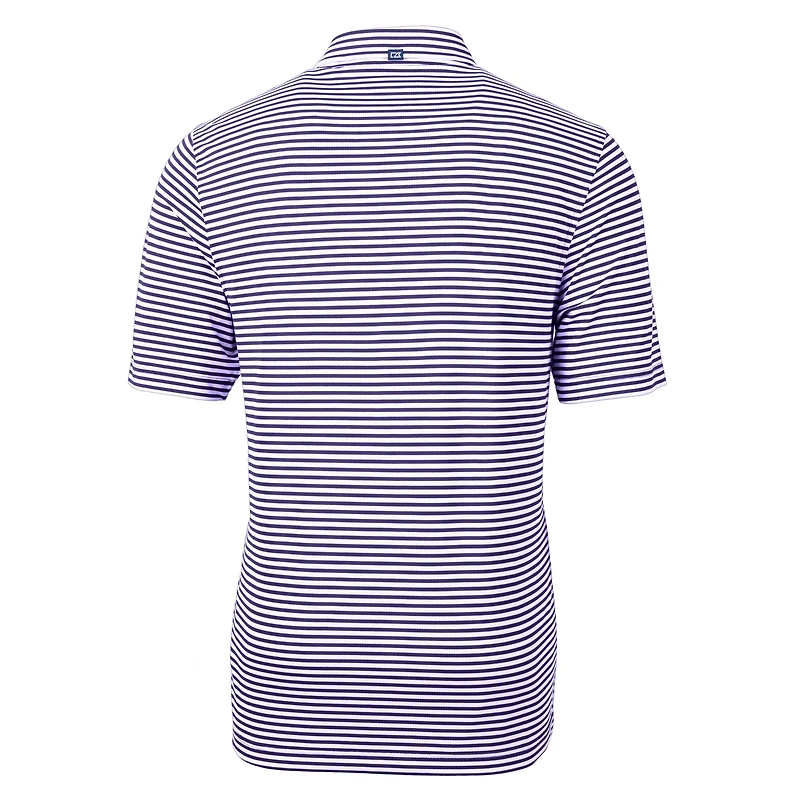 Men's Cutter & Buck Purple Kansas State Wildcats Big Tall Virtue Eco Pique Stripe Recycled DryTec Polo