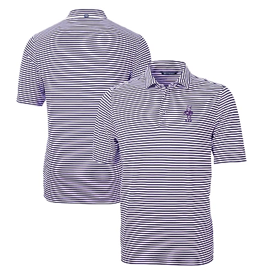 Men's Cutter & Buck Purple Kansas State Wildcats Big Tall Virtue Eco Pique Stripe Recycled DryTec Polo