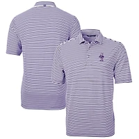 Men's Cutter & Buck  Purple Kansas State Wildcats Vault DryTec Virtue Eco Pique Stripe Recycled Polo