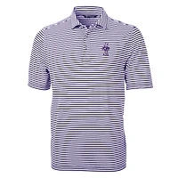 Men's Cutter & Buck  Purple Kansas State Wildcats Vault DryTec Virtue Eco Pique Stripe Recycled Polo