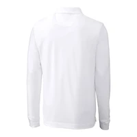 Polo piqué à manches longues DryTec Tri-Blend blanc pour homme, Cutter & Buck, Kansas State Wildcats, grandes tailles