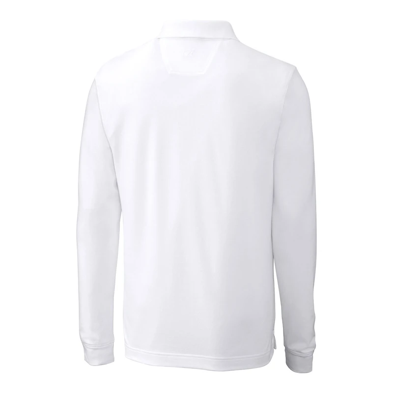 Men's Cutter & Buck White Kansas State Wildcats Big Tall Tri-Blend Pique Long Sleeve DryTec Polo