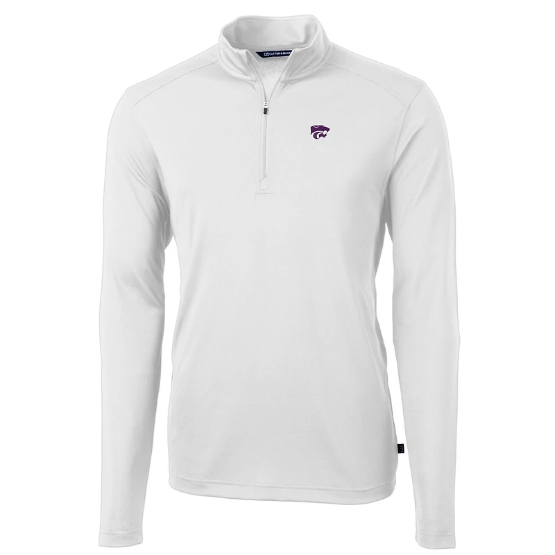 Men's Cutter & Buck White Kansas State Wildcats Big Tall Virtue Eco Pique Recycled Quarter-Zip Pullover Top