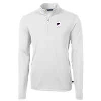 Men's Cutter & Buck White Kansas State Wildcats Big Tall Virtue Eco Pique Recycled Quarter-Zip Pullover Top