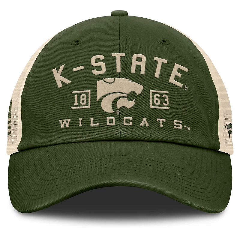 Casquette ajustable de camionneur Frontier OHT Military Appreciation de Kansas State Wildcats de Fanatics pour hommes Olive