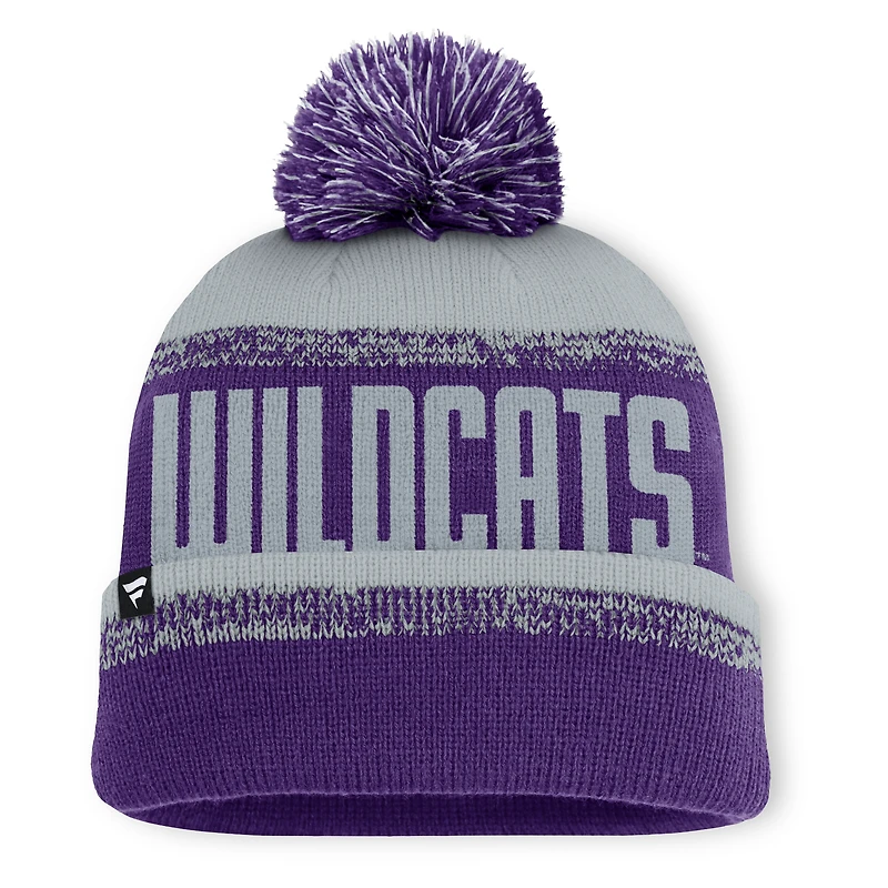Bonnet en tricot à revers et pompon Fanatics violet/gris Kansas State Wildcats Thrive pour homme