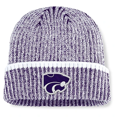 Bonnet en tricot à revers Fanatics violet/blanc Kansas State Wildcats Haze pour homme