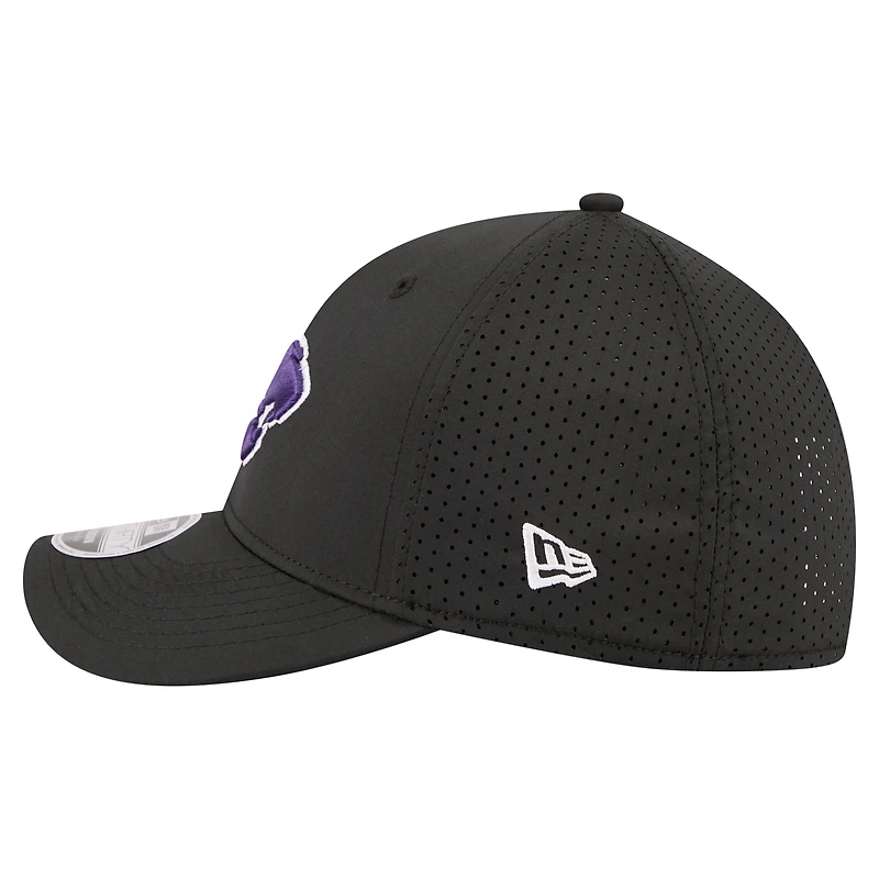 Casquette New Era noire Kansas State Wildcats 39THIRTY M-Crown Flex Fit pour homme