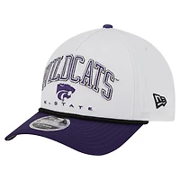 Men's New Era White/Purple Kansas State Wildcats Arch Two-Tone Rope 9FORTY A-Frame M-Crown Adjustable Hat