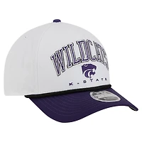 Men's New Era White/Purple Kansas State Wildcats Arch Two-Tone Rope 9FORTY A-Frame M-Crown Adjustable Hat