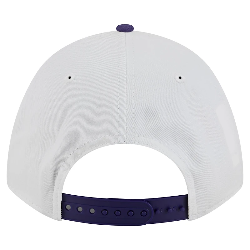 Men's New Era White/Purple Kansas State Wildcats Arch Two-Tone Rope 9FORTY A-Frame M-Crown Adjustable Hat