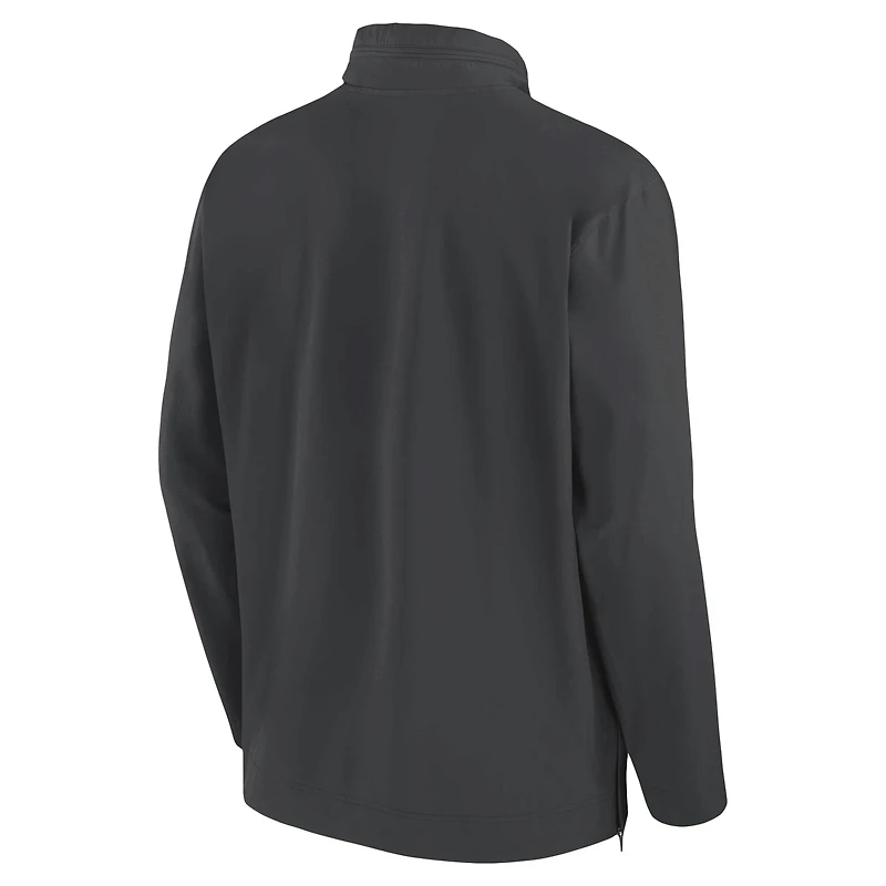 Men's Nike Anthracite Kansas State Wildcats 2024 Sideline Coach Quarter-Zip Hoodie Jacket