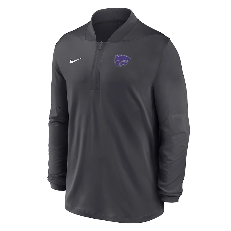 Pull Nike anthracite Kansas State Wildcats Dri-FIT à demi-zip pour homme