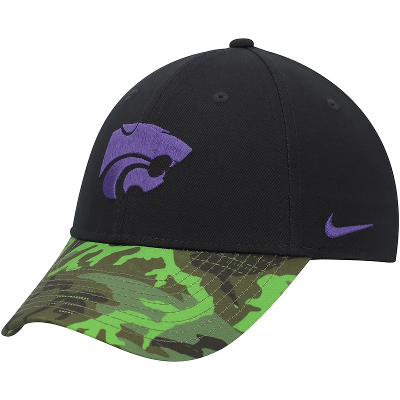 Nike Legacy91 Casquette réglable pour homme Kansas State Wildcats Veterans Day 2Tone noir/camouflage