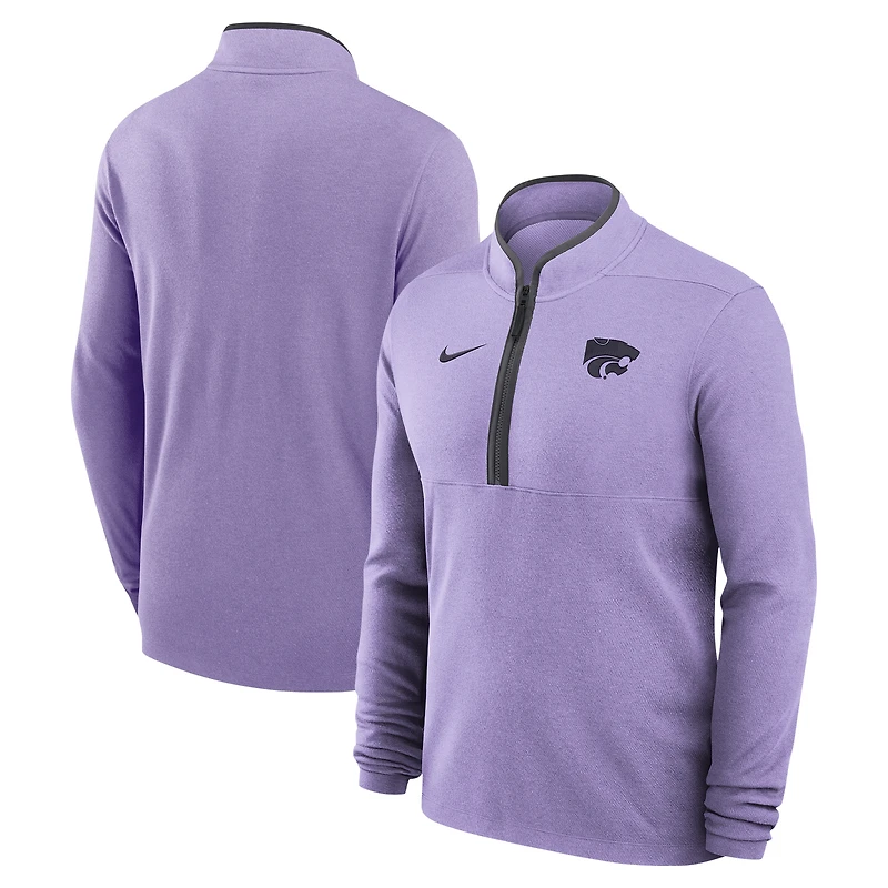 Haut Nike violet à fermeture éclair quart de tour pour homme Kansas State Wildcats Coaches Courtside Basketball Victory Performance
