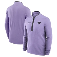 Haut Nike violet à fermeture éclair quart de tour pour homme Kansas State Wildcats Coaches Courtside Basketball Victory Performance