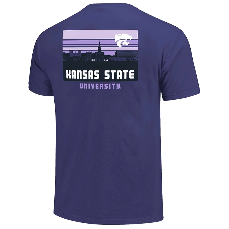 Men's Purple Kansas State Wildcats Striped Campus Skyline T-Shirt
