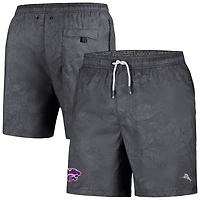 Men's Tommy Bahama Black Kansas State Wildcats Naples Layered Leaves Swim Trunks