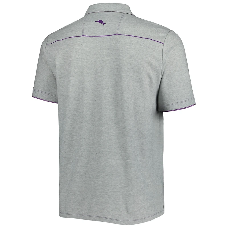 Men's Tommy Bahama Heathered Gray Kansas State Wildcats IslandZone Tailgater Polo