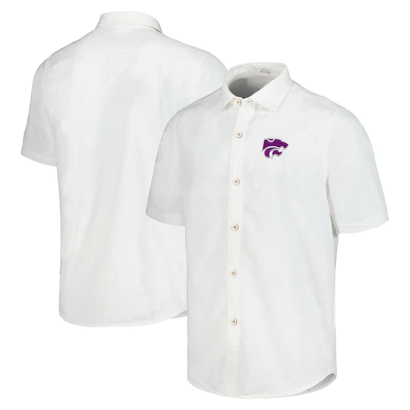 Chemise boutonnée Tommy Bahama pour hommes, Kansas State Wildcats, Coconut Point, Palm Vista, IslandZone Camp, blanche