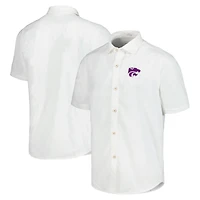 Chemise boutonnée Tommy Bahama pour hommes, Kansas State Wildcats, Coconut Point, Palm Vista, IslandZone Camp, blanche