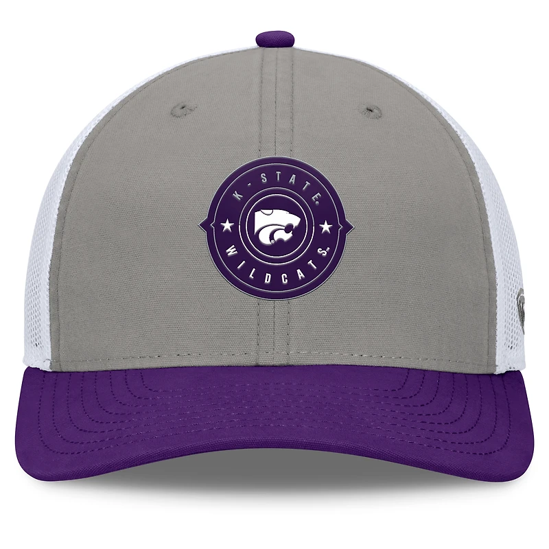 Casquette réglable Top of the World pour hommes, gris/violet, Kansas State Wildcats Rob Trucker