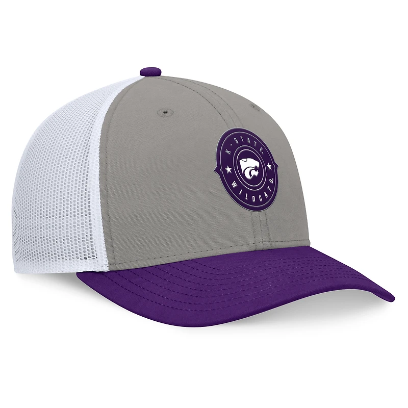 Casquette réglable Top of the World pour hommes, gris/violet, Kansas State Wildcats Rob Trucker
