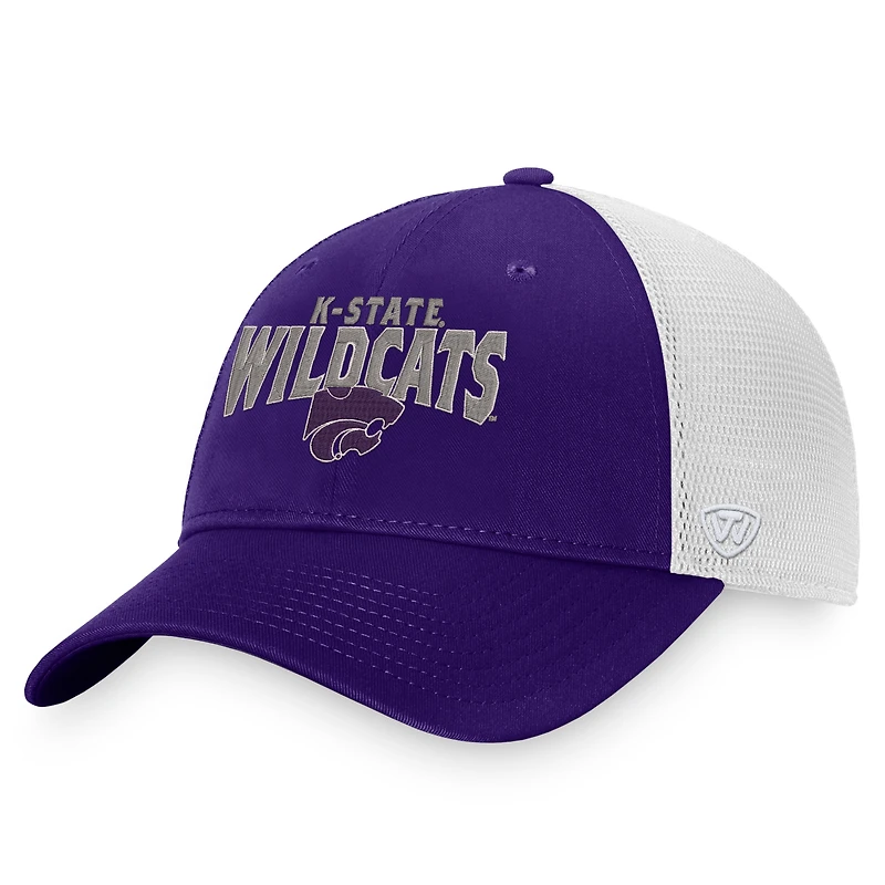 Casquette trucker snapback Top of the World violette et blanche Kansas State Wildcats Breakout pour homme
