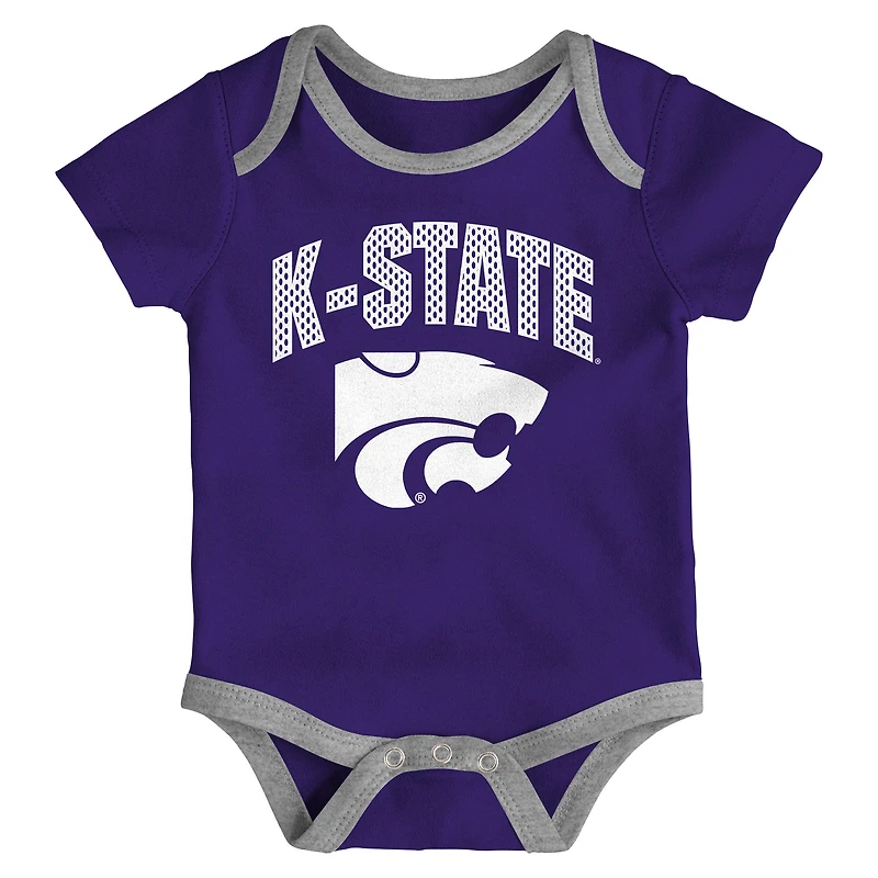Ensemble de trois bodies pour nouveau-né et nourrisson Outerstuff Kansas State Wildcats jouer toute la journée