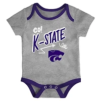 Newborn & Infant Outerstuff Kansas State Wildcats Three-Pack All Day Play Bodysuit Set