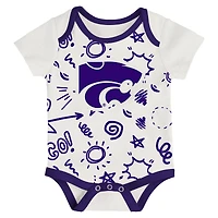 Ensemble de trois bodies pour nouveau-né et nourrisson Outerstuff Kansas State Wildcats jouer toute la journée