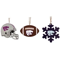 The Memory Company Kansas State Wildcats Lot de trois casques, ballon de football et décoration en forme de flocon de neige