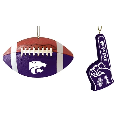 The Memory Company Kansas State Wildcats Two-Pack Football & Foam Finger Ornament Set