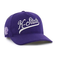 Casquette ajustable unisexe en velours côtelé Golden Age des Wildcats de l'État du Kansas, couleur violette, collection '47